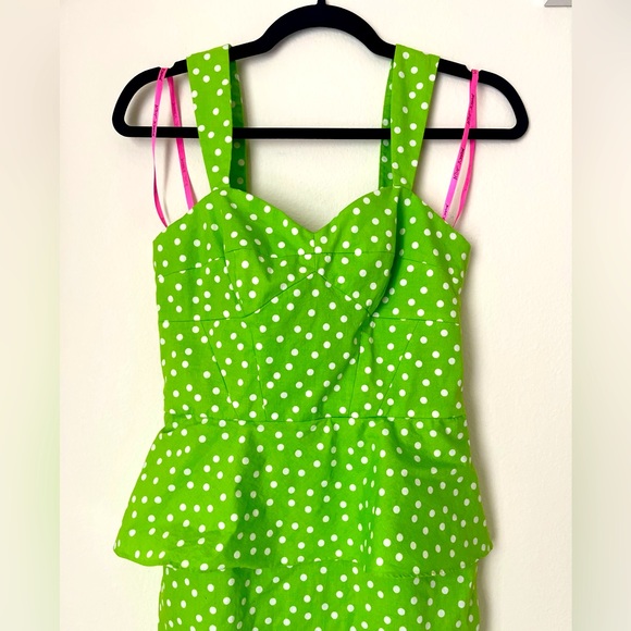 BETSEY JOHNSON Green and White Polka Dot Dress - Picture 3 of 6